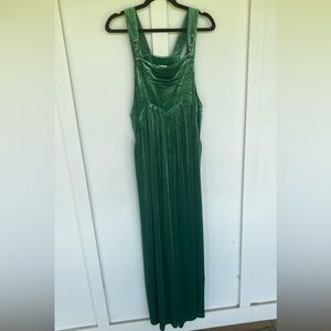 BiBi Green Velvet/Velour Overalls